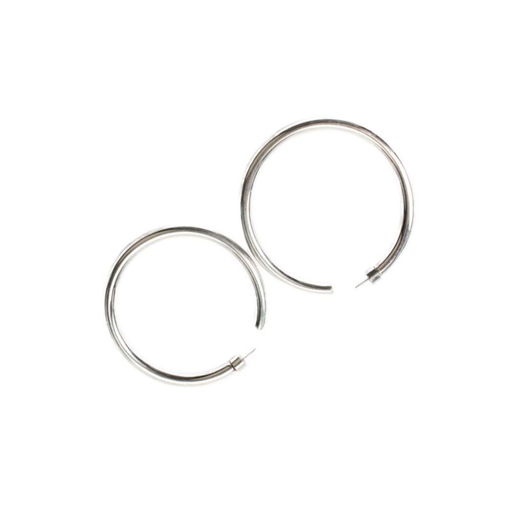 Jennifer Fisher Womens Silver Tone + 925 Posts Large Tube Hoops 2.5"